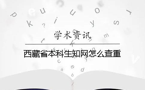 西藏省本科生知网怎么查重